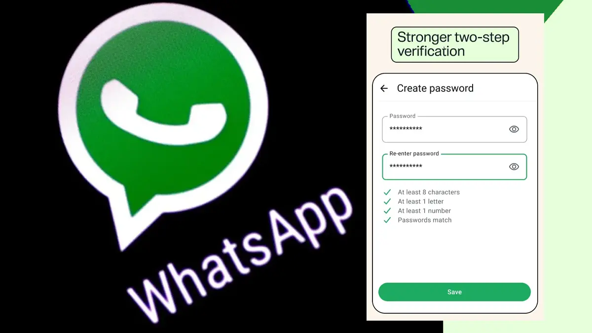 هاتف ذكي يعرض إعدادات الأمان المتقدمة وكلمات المرور المعقدة في تطبيق واتساب
